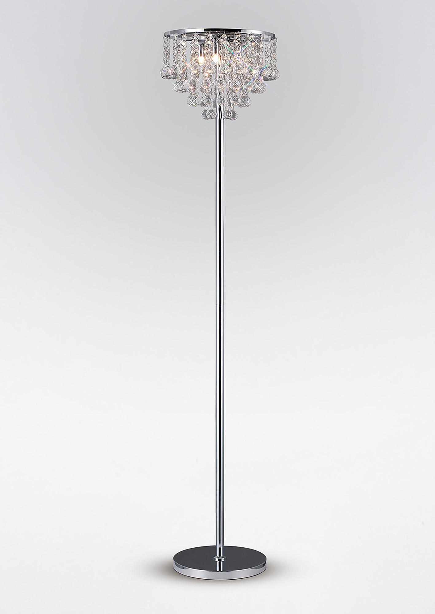 IL30029  Atla Crystal 155cm Floor Lamp 4 Light Polished Chrome